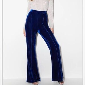 A Calin Flying Tomato retro blue velvet flared pants slacks woman’s large EUC